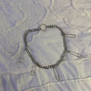 Silver Safety Pin Chain Belt - Women Accessories